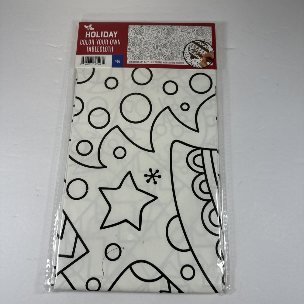 Holiday Christmas Color Your Own Tablecloth 71" x 47"